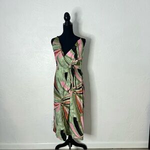 Jason Wu designer linen faux tie wrap green dress